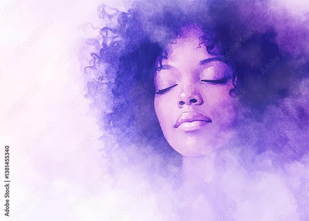 Fototapeta premium An African American woman depicted in an illustration created using watercolor painting
