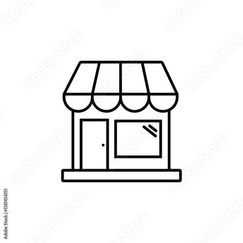 Icon of a store, representing retail, shopping, and commerce in a modern, clean design.