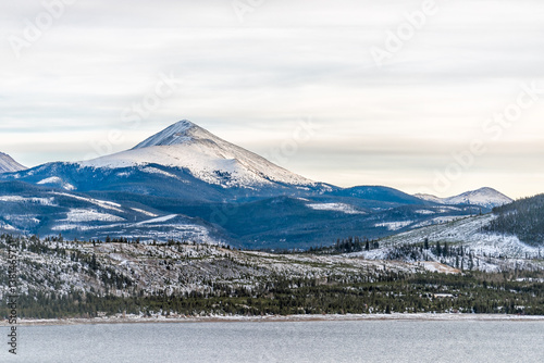 Frisco, Colorado Silverthorne and Dillon reservoir rocky mountains water lake landscape and sunset sky sunlight peaceful scenery