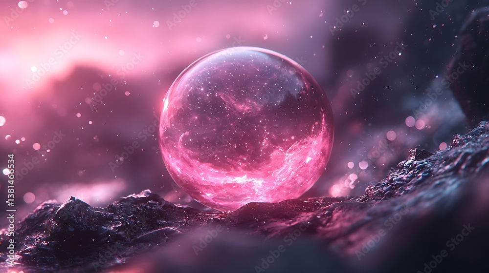 Glowing Pink Sphere Abstract Fantasy Background Glowing Pink Sphere Abstract Fantasy Background