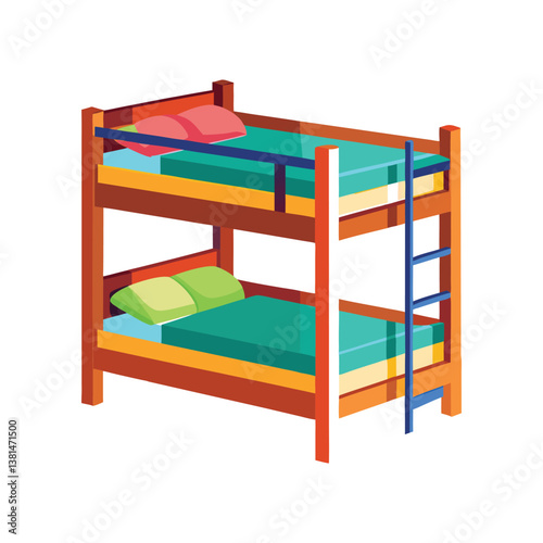 A vector illustration of furniture bunk bed for children on white background