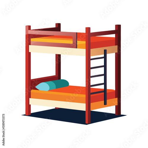 A vector illustration of furniture bunk bed for children on white background