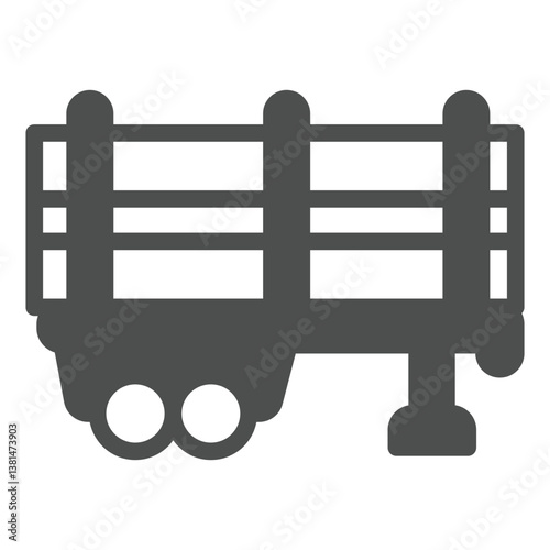 Trunks loaded semi trailer solid icon, forest industry concept. Vector graphics. Trailer with wood logs, transportation sign on white background, glyph style icon for mobile or web design.