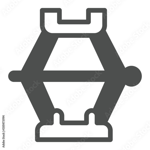 Lift jack solid icon, tires fitting concept. Vector graphics. Foldable jack for changing wheels, car service sign on white background, glyph style icon for mobile or web design.