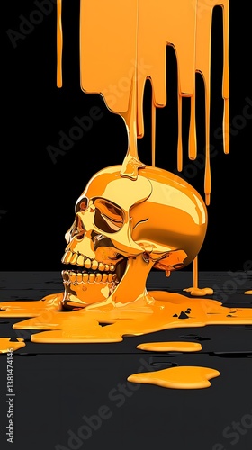 Skull Dripping Paint Black