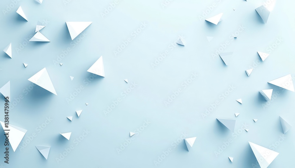 A pale blue background with scattered white triangular elements forming an abstract, minimalist design A pale blue background with scattered white triangular elements forming an abstract, minimalist design