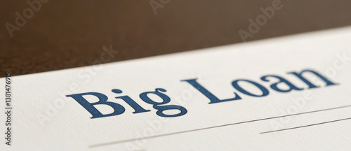 Close up view of a document detailing a big loan application form Important financial paperwork for a large loan