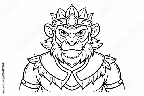 coloring page line art the monking king black vector