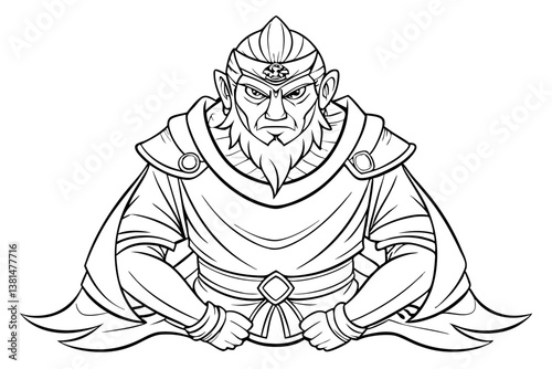 coloring page line art the monking king black vector