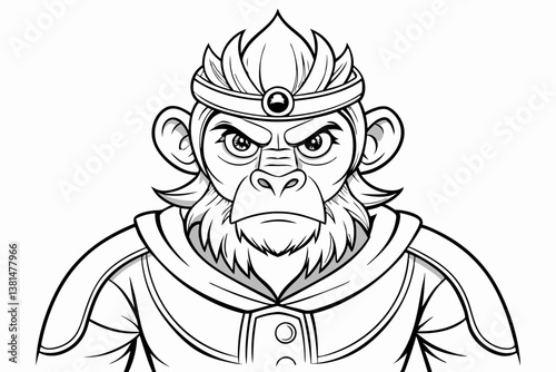 coloring page line art the monking king black vector