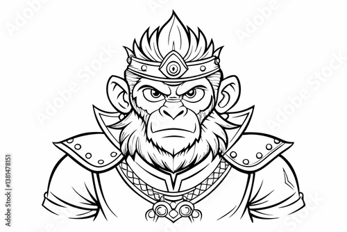 coloring page line art the monking king black vector
