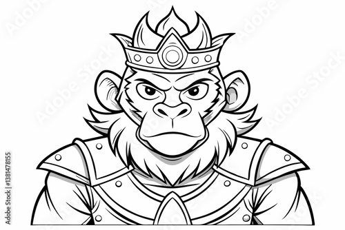 coloring page line art the monking king black vector