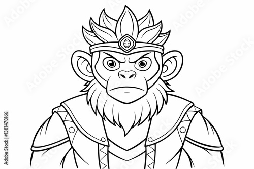 coloring page line art the monking king black vector