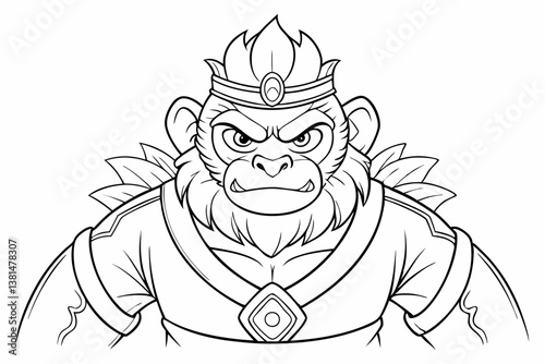 coloring page line art the monking king black vector