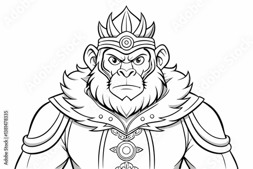 coloring page line art the monking king black vector