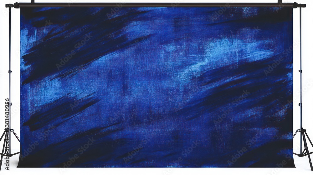 Naklejka premium A rich deep blue background with a painted canvas texture that adds depth and character to the backdrop