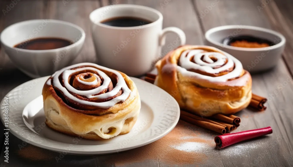 Cinnamon rolls on a plate. Close up Cinnamon rolls on a plate. Close up