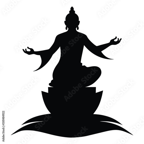 Dynamic Buddha Silhouette, Spiritual Vector Illustration.