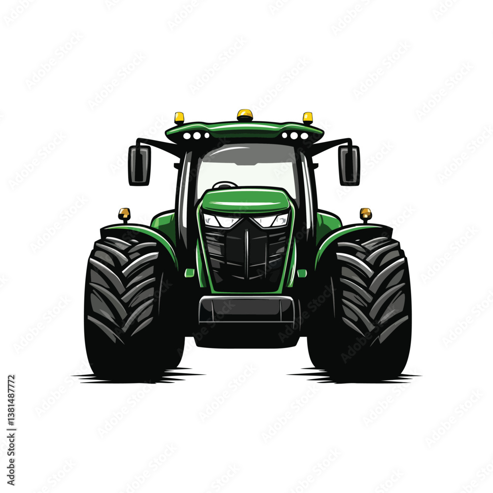 Obraz premium High Quality Tractor Icon And Vector Illustration Featuring a Detailed Farming Tractor Logo Vehicle Design, Perfect for Agricultural and Rural Industry Concepts.