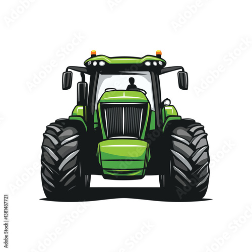 High Quality Tractor Icon And Vector Illustration Featuring a Detailed Farming Tractor Logo Vehicle Design, Perfect for Agricultural and Rural Industry Concepts.
