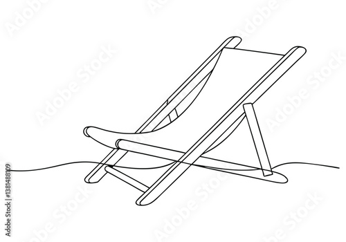 One continuous line drawing of a beach lounge chair in a minimalist and elegant vector illustration