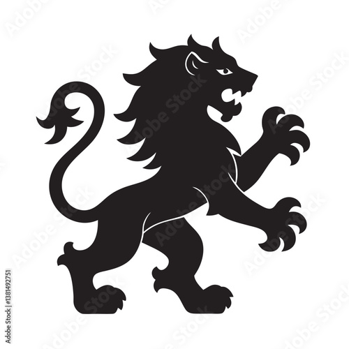 Black lion silhouette heraldic vector art national symbol royal-lion of Belgium.