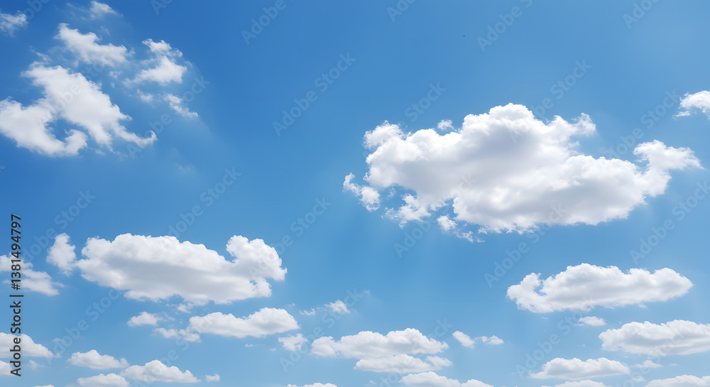 Blue sky with white clouds creating a serene atmosphere Blue sky with white clouds creating a serene atmosphere