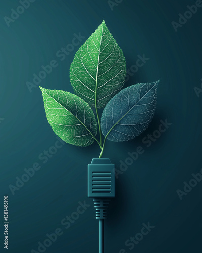 Obraz na płótnie Eco energy concept with green leaf inside light bulb – sustainability illustration w salonie