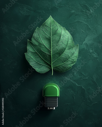 Obraz na płótnie Eco energy concept with green leaf inside light bulb – sustainability illustration w salonie