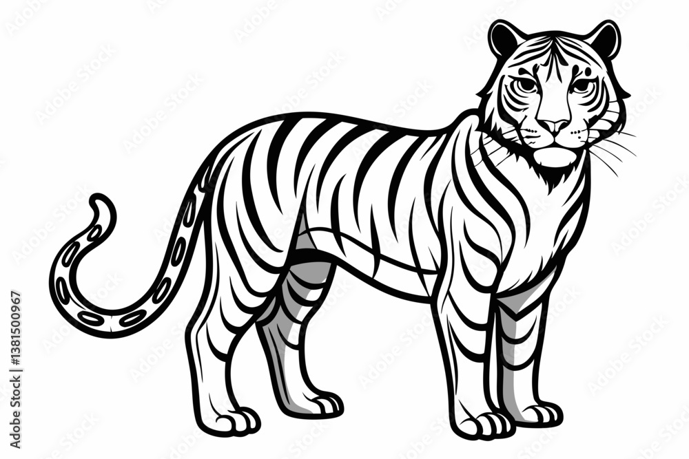 Fototapeta premium coloring page line art the tiger black vector