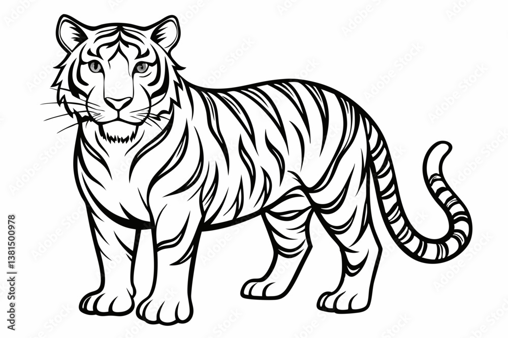Obraz premium coloring page line art the tiger black vector