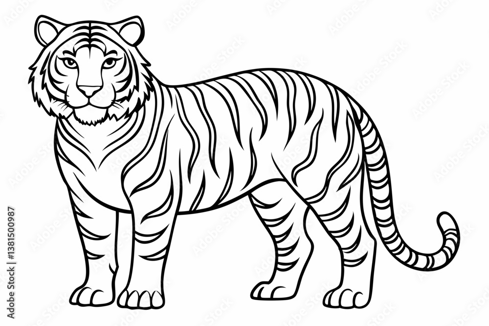 Fototapeta premium coloring page line art the tiger black vector