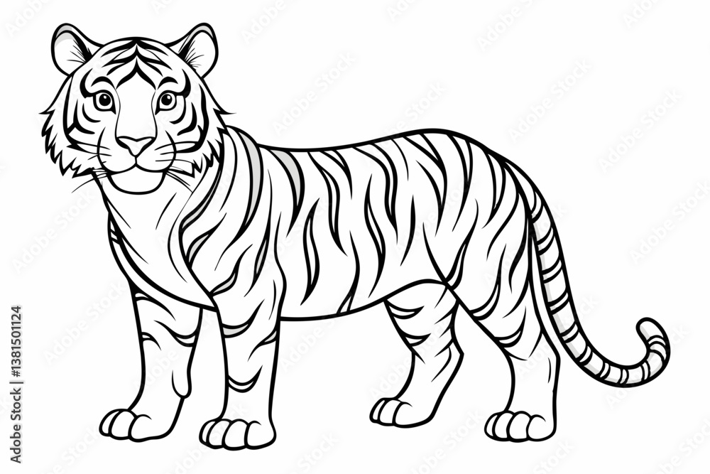 Obraz premium coloring page line art the tiger black vector