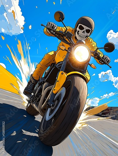 Skull Rider on a Motorcycle