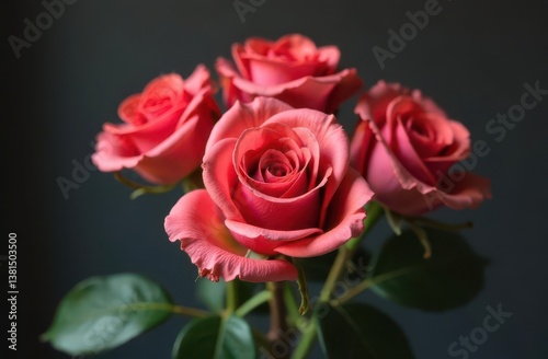 Elegant Pink Roses Bouquet on Dark Background