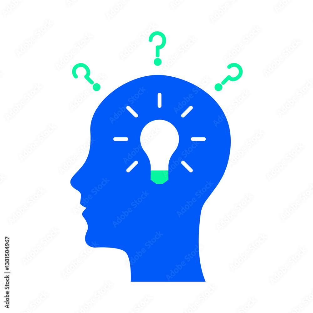 Vector icon for Critical Thinking. Brain with arrows and question marks, illustrating reasoning, decision-making, and deep analytical thought. Vector icon for Critical Thinking. Brain with arrows and question marks, illustrating reasoning, decision-making, and deep analytical thought.