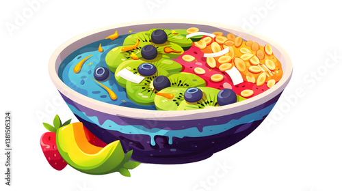 Colorful Fruit Salad in a Bowl with Fresh Ingredients and Vibrant Layers
