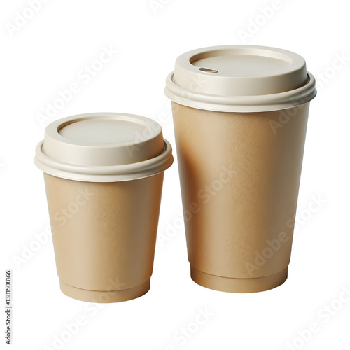 Blank take away kraft coffee cup isolated on white background