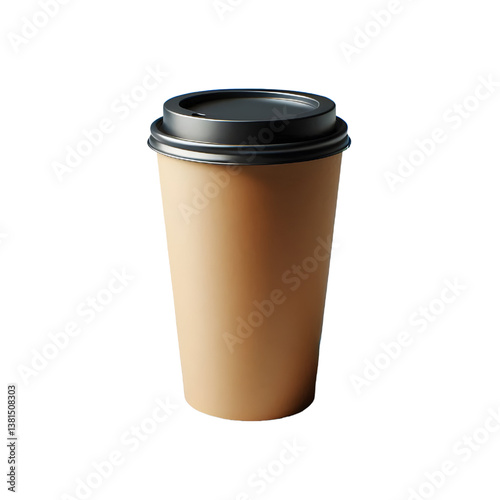 Blank take away kraft coffee cup isolated on white background