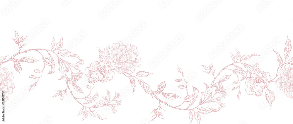 Graphic border with flowers. Illustration Graphic border with flowers. Illustration