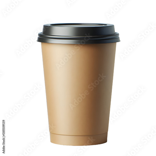 Blank take away kraft coffee cup isolated on white background