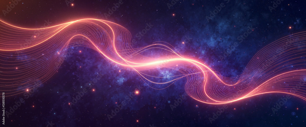 Fototapeta premium Illuminated glowing star trails weaving through the cosmos, cosmic beauty