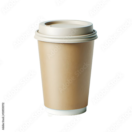 Blank take away kraft coffee cup isolated on white background