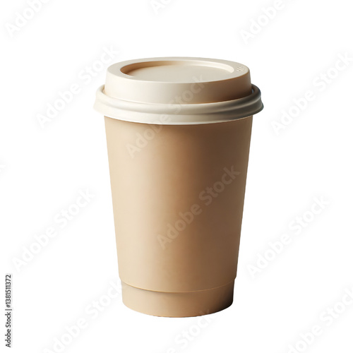 Blank take away kraft coffee cup isolated on white background