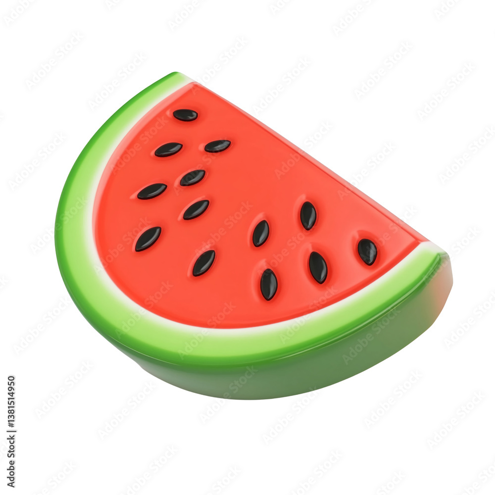 Bright and colorful watermelon slice toy resting on a plain background showcasing its vibrant design and playful appeal for children during playtime or as a decorative item Bright and colorful watermelon slice toy resting on a plain background showcasing its vibrant design and playful appeal for children during playtime or as a decorative item