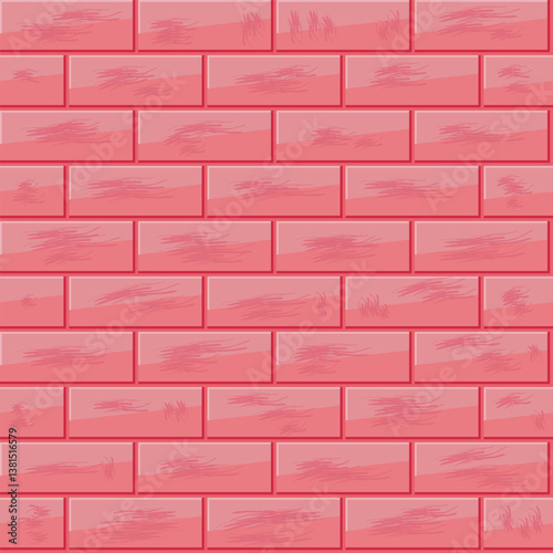 Architecture rustication pink bricks with pink grout texturised