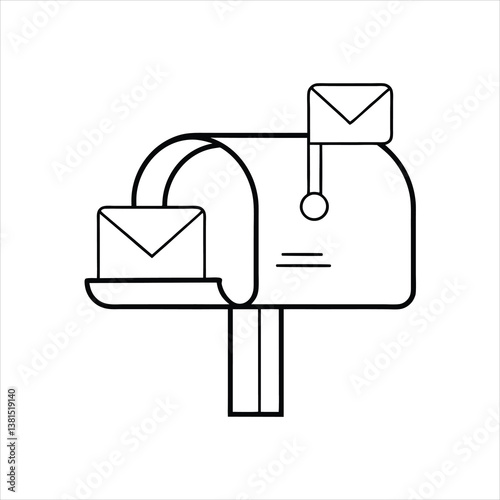 Single Line Mailbox with Envelopes Modern Minimalist Design
