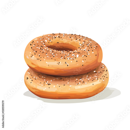 2D flat vector illustration of Bagel, isolated on a white background.