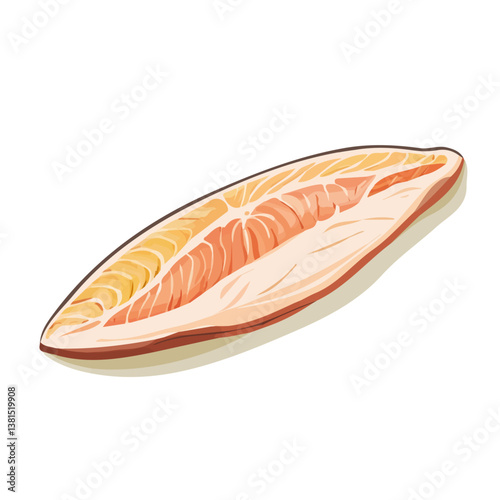 2D flat vector illustration of Cod Fillet, isolated on a white background.