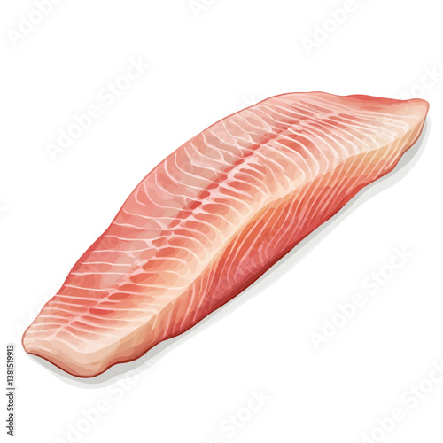 2D flat vector illustration of Cod Fillet, isolated on a white background.